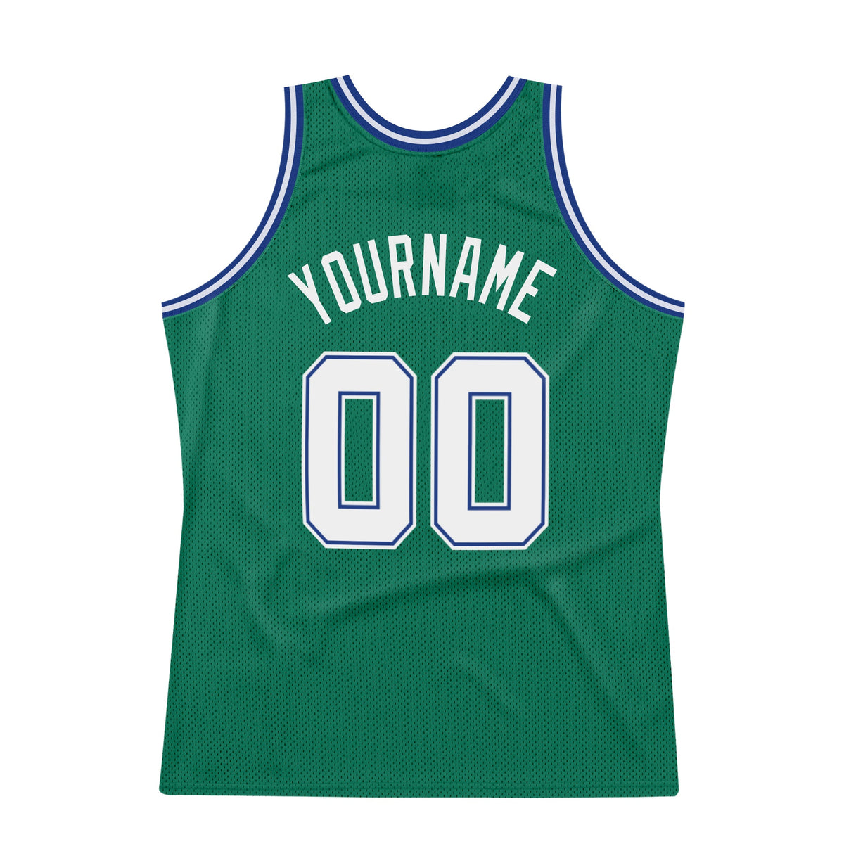 Custom Kelly Green White-Royal Authentic Throwback Basketball Jersey Limited