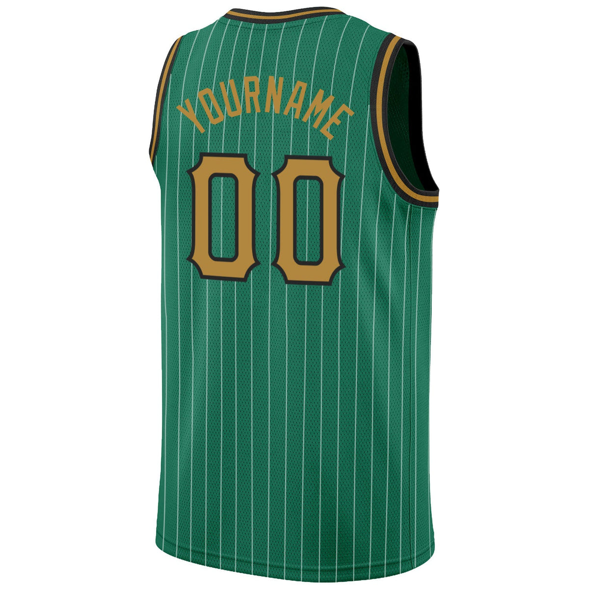 Custom Kelly Green White Pinstripe Old Gold-Black Authentic Basketball Jersey Limited