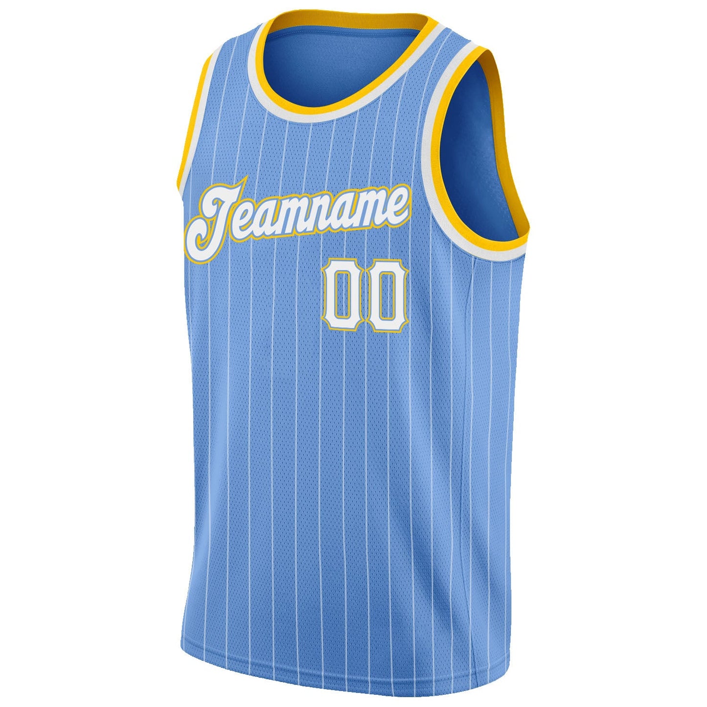 Custom Light Blue White Pinstripe White-Gold Authentic Basketball Jersey Limited