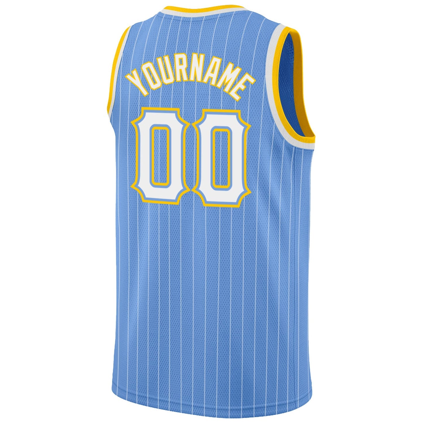 Custom Light Blue White Pinstripe White-Gold Authentic Basketball Jersey Limited