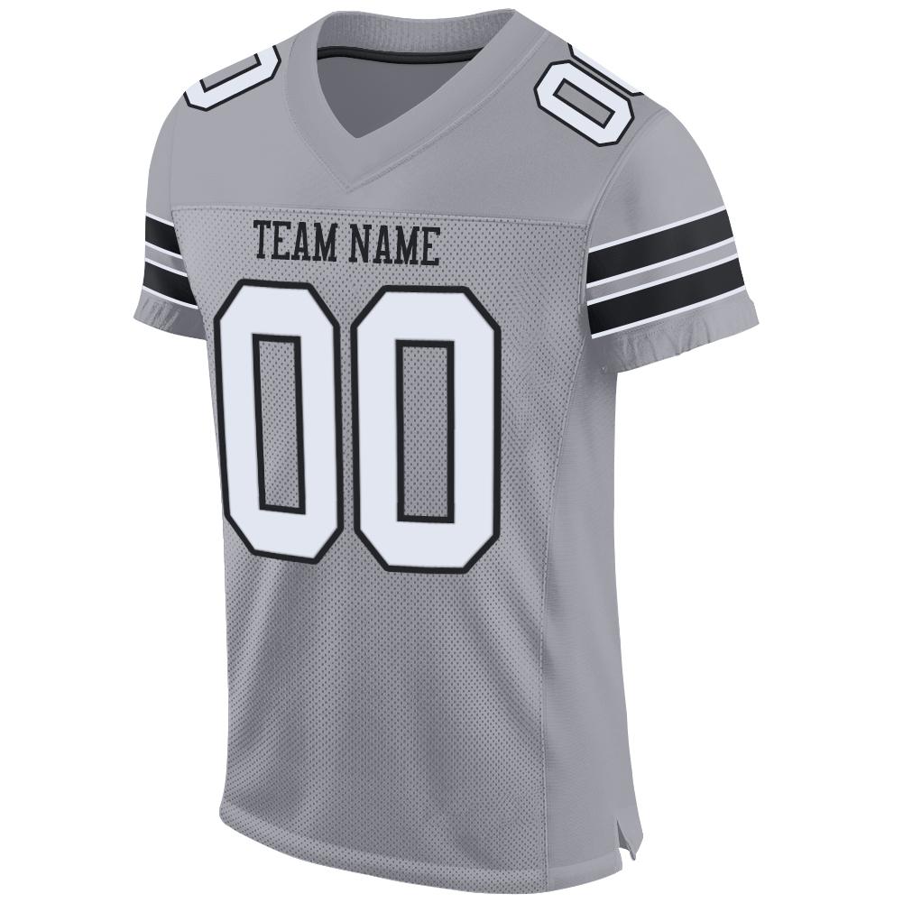 Custom Light Gray White-Black Mesh Authentic Football Jersey Limited