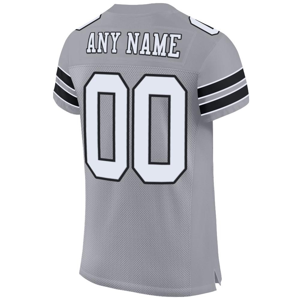 Custom Light Gray White-Black Mesh Authentic Football Jersey Limited