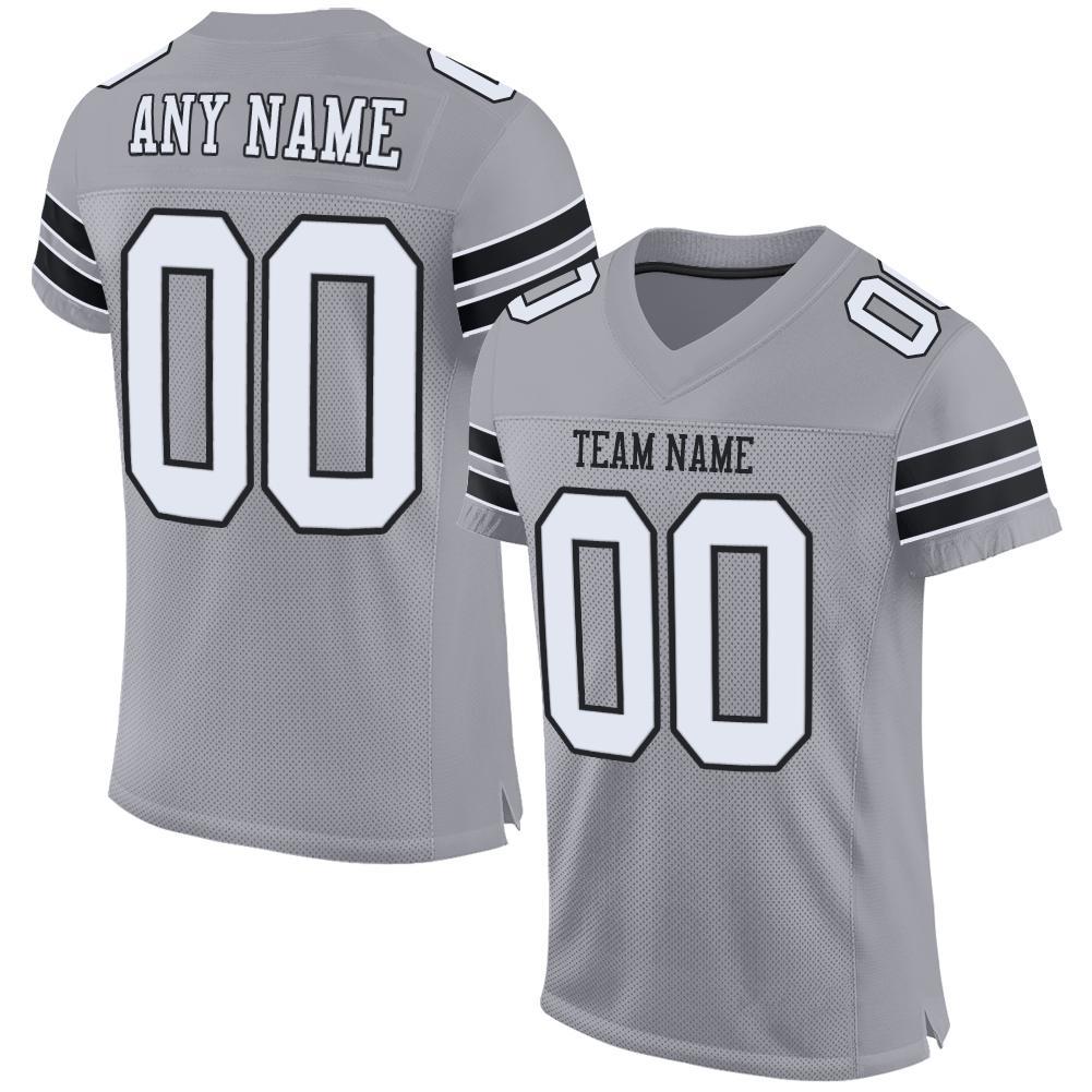 Custom Light Gray White-Black Mesh Authentic Football Jersey Limited