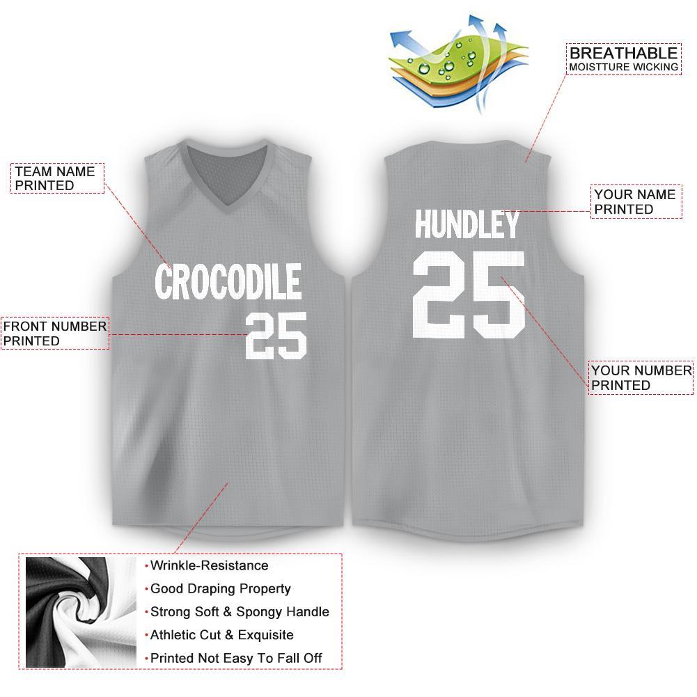 Custom Gray White V-Neck Basketball Jersey Limited