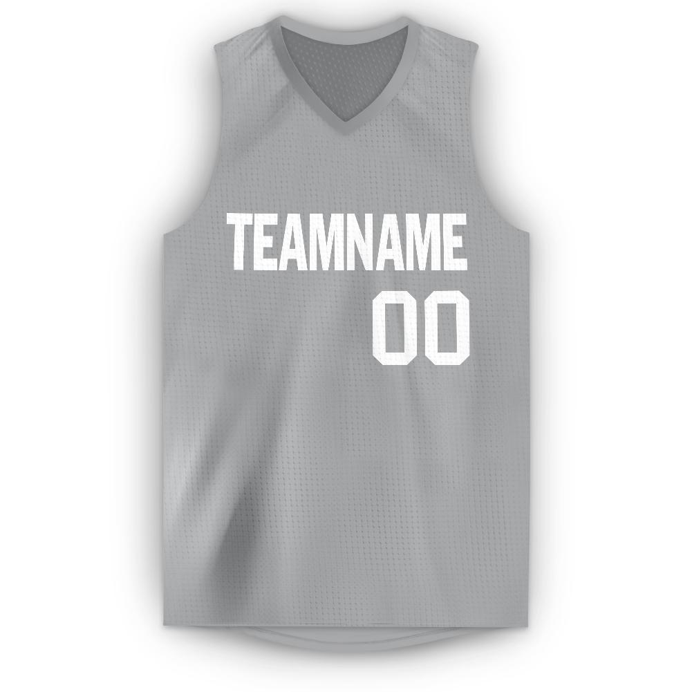Custom Gray White V-Neck Basketball Jersey Limited