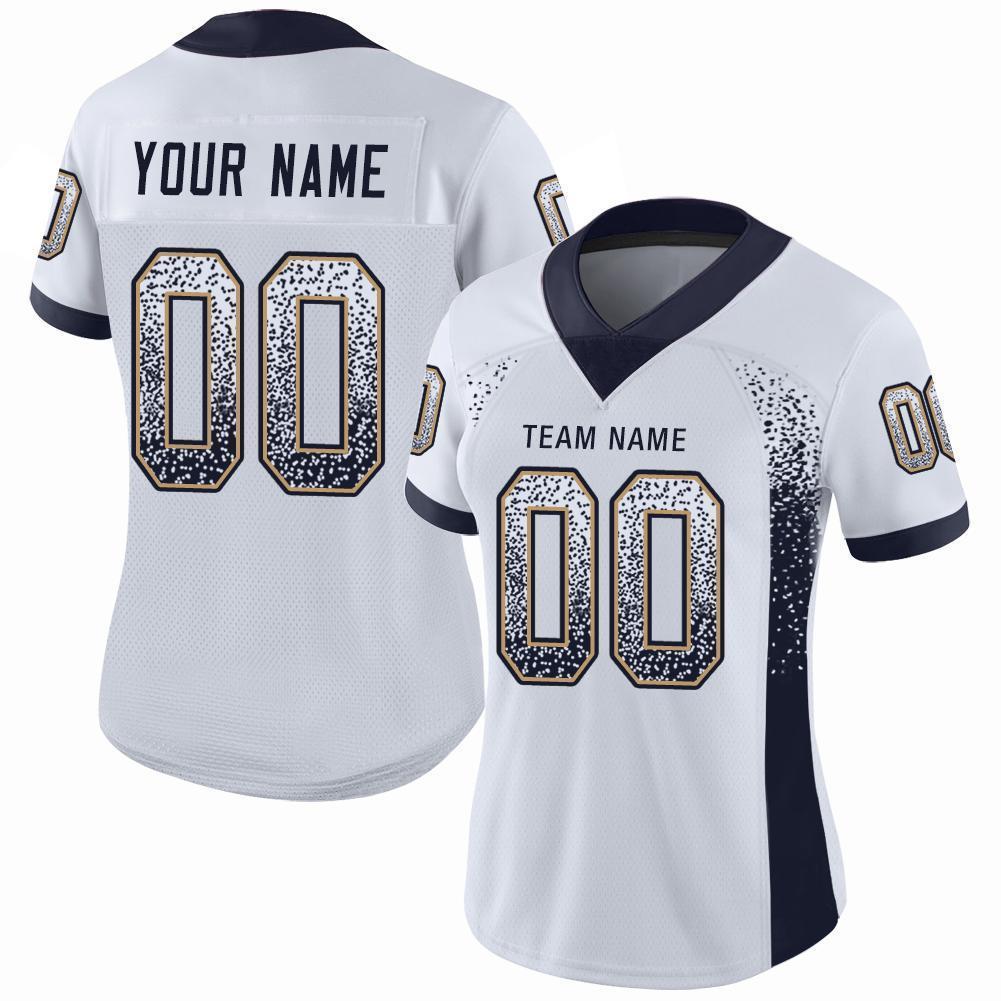 Custom White Navy-Old Gold Mesh Drift Fashion Football Jersey Limited