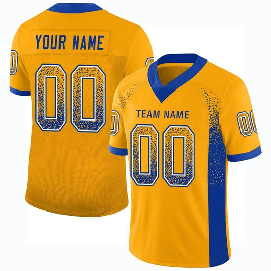Custom Gold Royal-White Mesh Drift Fashion Football Jersey Limited