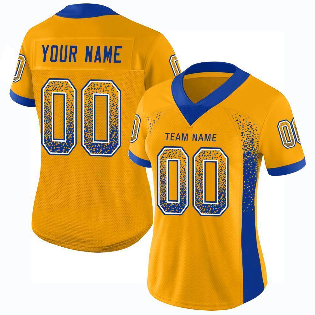 Custom Gold Royal-White Mesh Drift Fashion Football Jersey Limited
