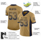 Custom Old Gold Navy-White Mesh Drift Fashion Football Jersey Limited