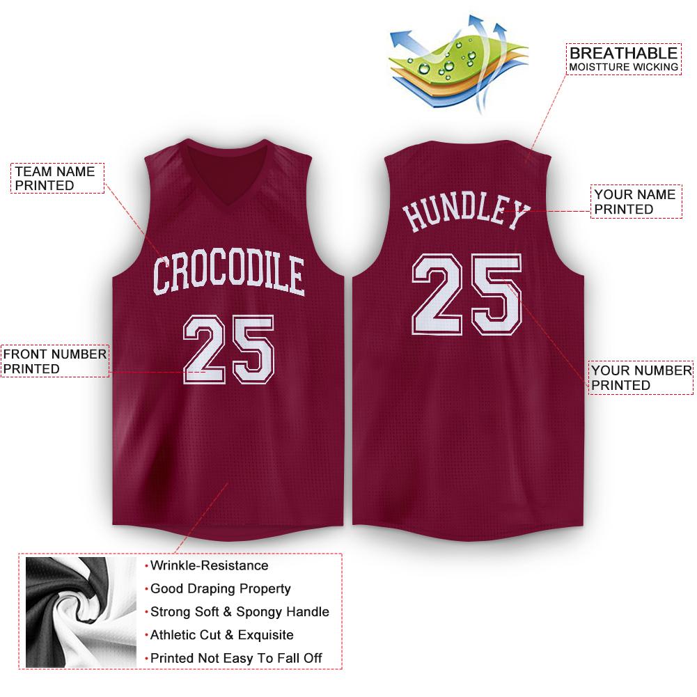 Custom Maroon White Classic Tops Athletic Basketball Jersey Limited