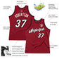 Custom Maroon White-Black Authentic Throwback Basketball Jersey Limited