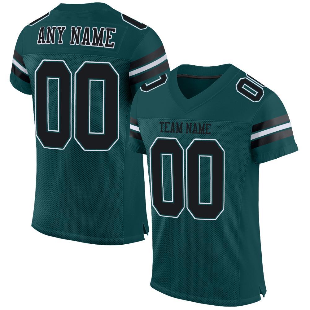 Custom Midnight Green Black-White Mesh Authentic Football Jersey Limited