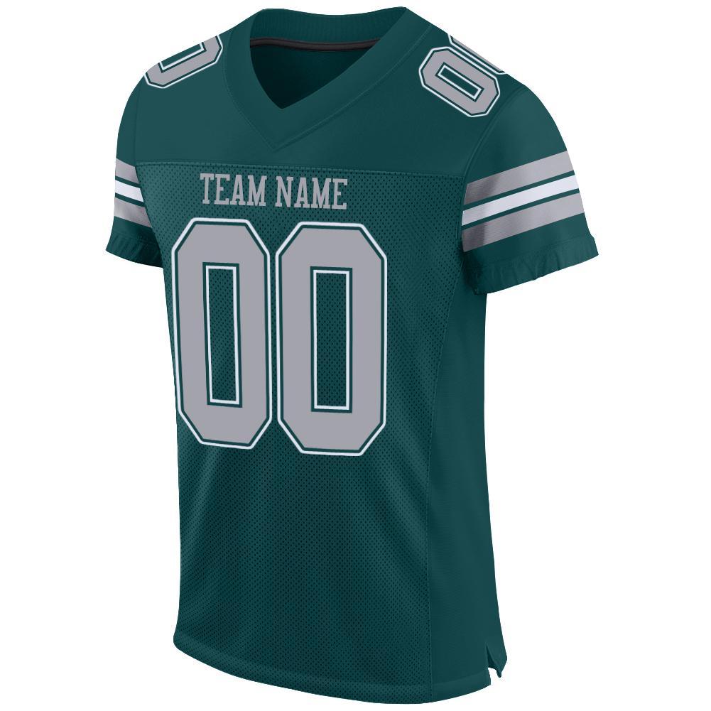 Custom Midnight Green Light Gray-White Mesh Authentic Football Jersey Limited