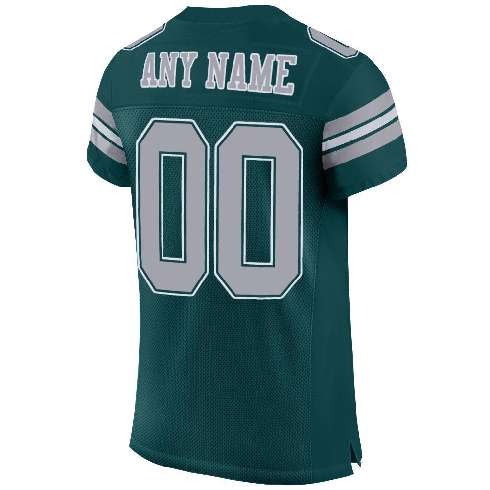 Custom Midnight Green Light Gray-White Mesh Authentic Football Jersey Limited