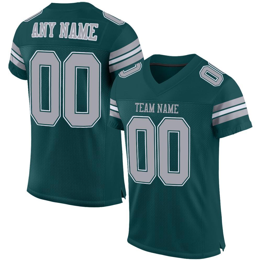Custom Midnight Green Light Gray-White Mesh Authentic Football Jersey Limited