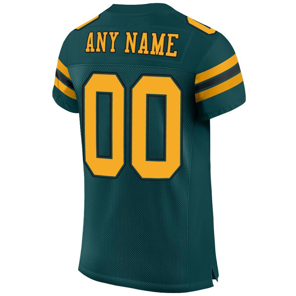 Custom Midnight Green Gold-Black Mesh Authentic Football Jersey Limited