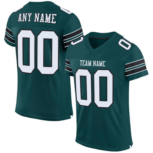 Custom Midnight Green White-Black Mesh Authentic Football Jersey Limited