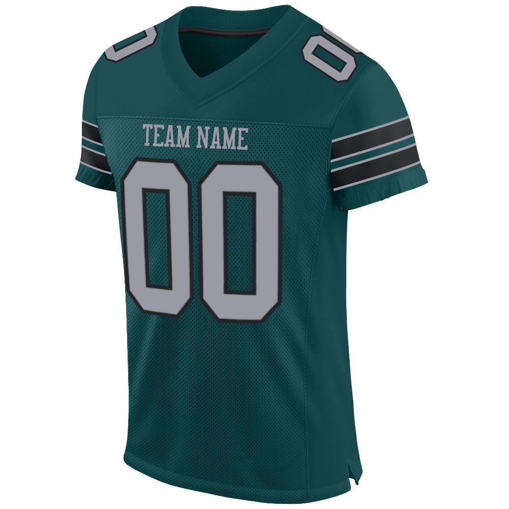 Custom Midnight Green Light Gray-Black Mesh Authentic Football Jersey Limited