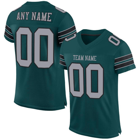 Custom Midnight Green Light Gray-Black Mesh Authentic Football Jersey Limited