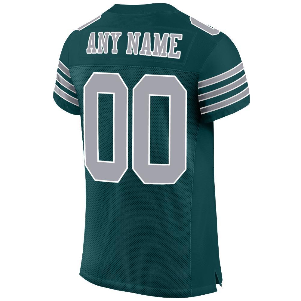 Custom Midnight Green Gray-White Mesh Authentic Football Jersey Limited
