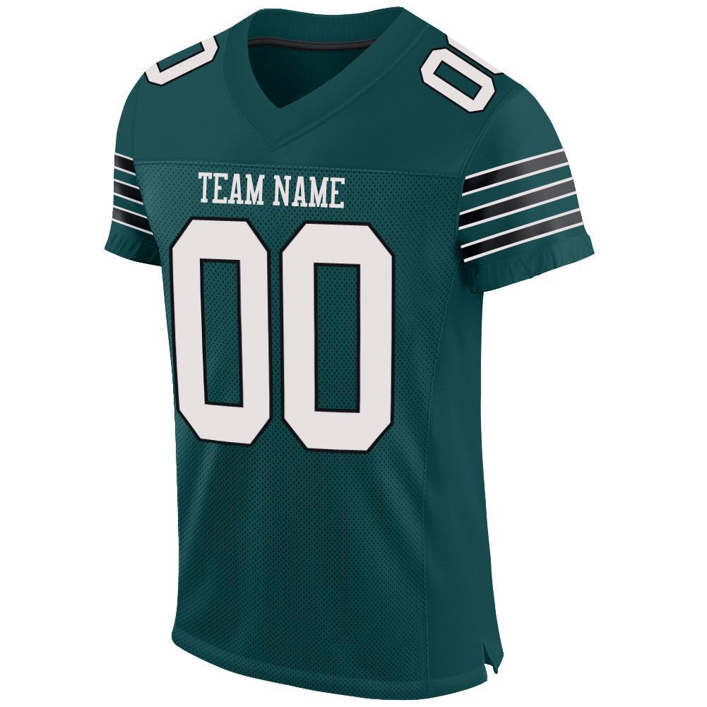 Custom Midnight Green White-Black Mesh Authentic Football Jersey Limited