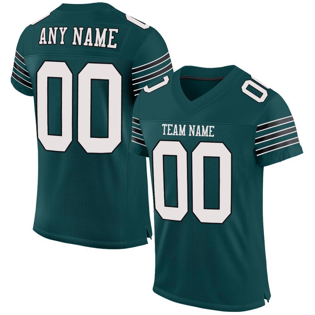 Custom Midnight Green White-Black Mesh Authentic Football Jersey Limited