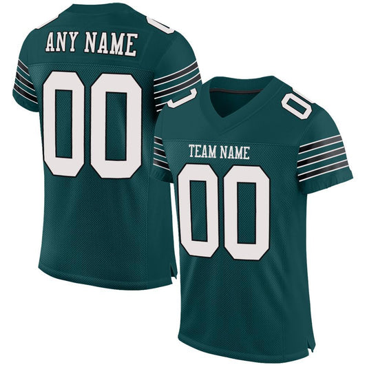 Custom Midnight Green White-Black Mesh Authentic Football Jersey Limited