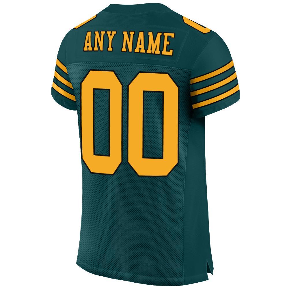 Custom Midnight Green Gold-Black Mesh Authentic Football Jersey Limited