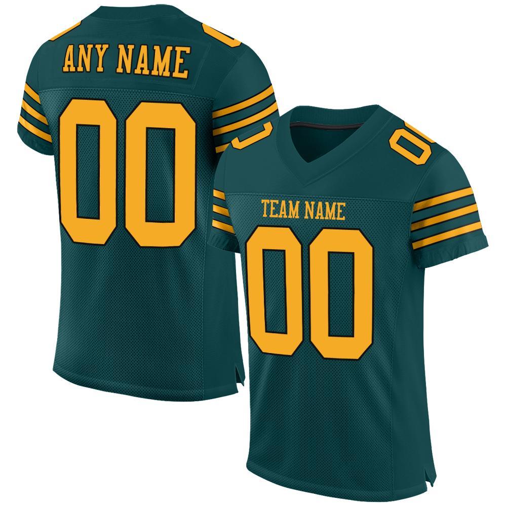 Custom Midnight Green Gold-Black Mesh Authentic Football Jersey Limited