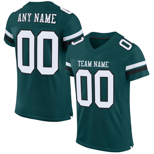Custom Midnight Green White-Black Mesh Authentic Football Jersey Limited