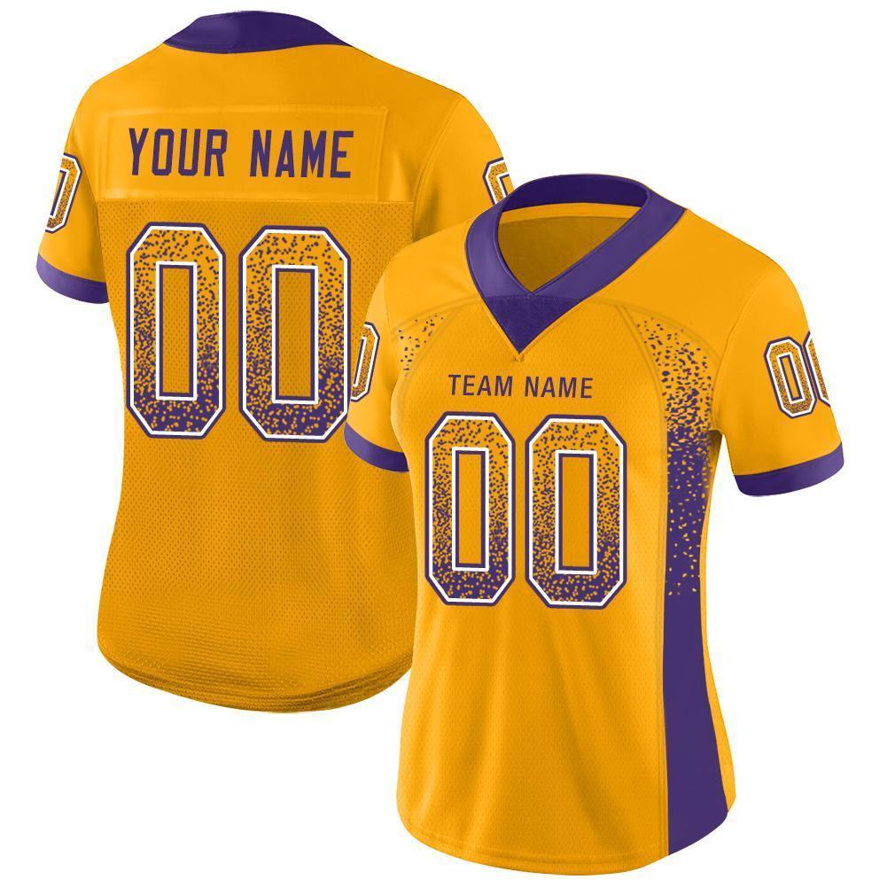Custom Gold Purple-White Mesh Drift Fashion Football Jersey Limited