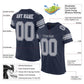 Custom Navy Gray-White Mesh Authentic Football Jersey Limited