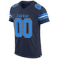 Custom Navy Powder Blue-White Mesh Authentic Football Jersey Limited