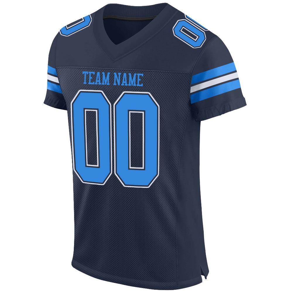 Custom Navy Powder Blue-White Mesh Authentic Football Jersey Limited