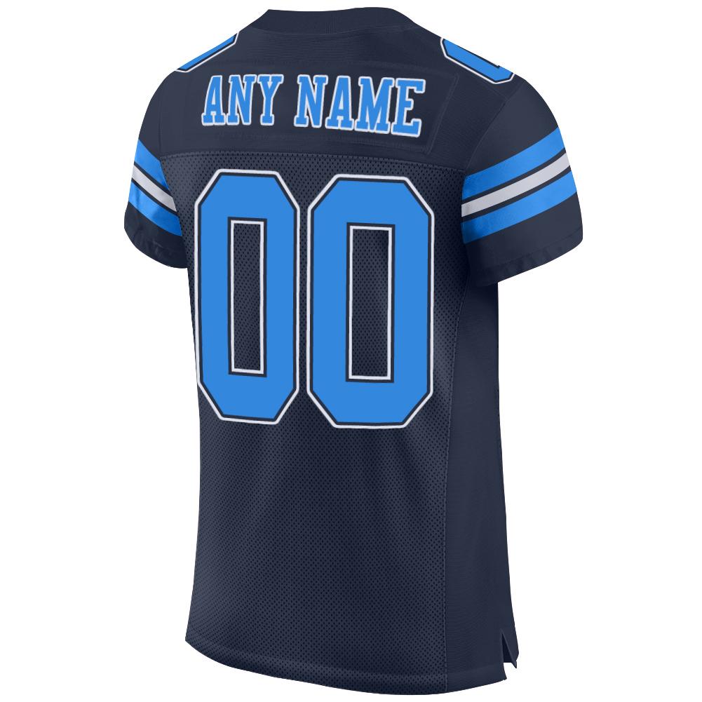 Custom Navy Powder Blue-White Mesh Authentic Football Jersey Limited
