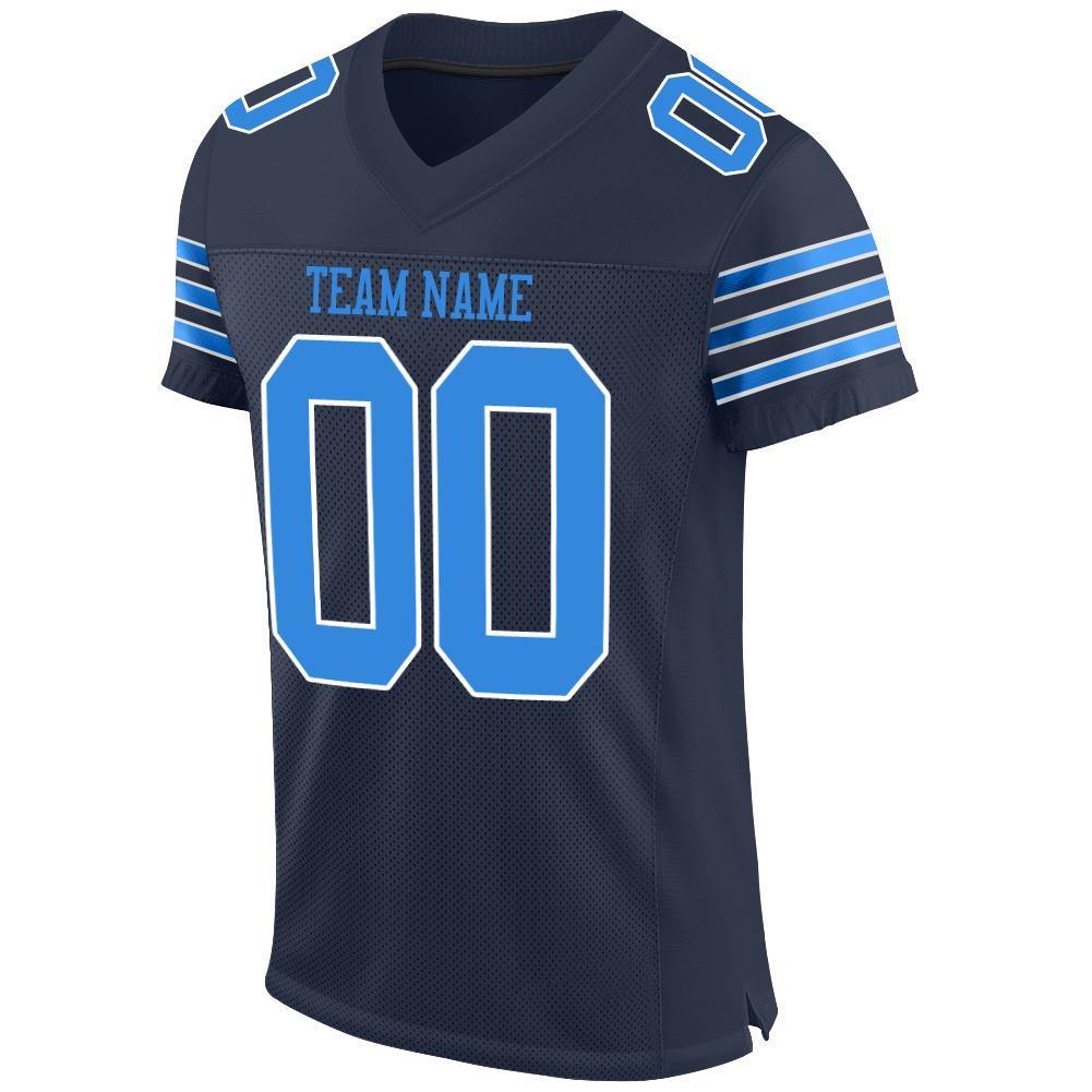 Custom Navy Powder Blue-White Mesh Authentic Football Jersey Limited