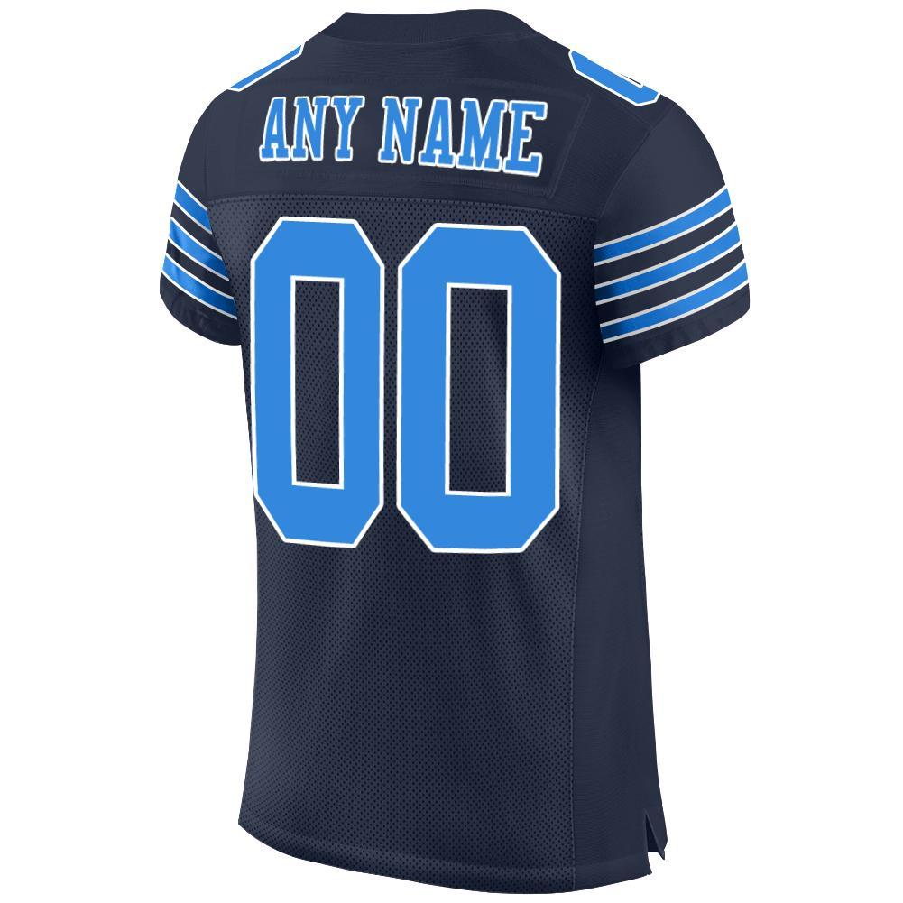 Custom Navy Powder Blue-White Mesh Authentic Football Jersey Limited