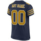 Custom Navy Old Gold-White Mesh Authentic Football Jersey Limited