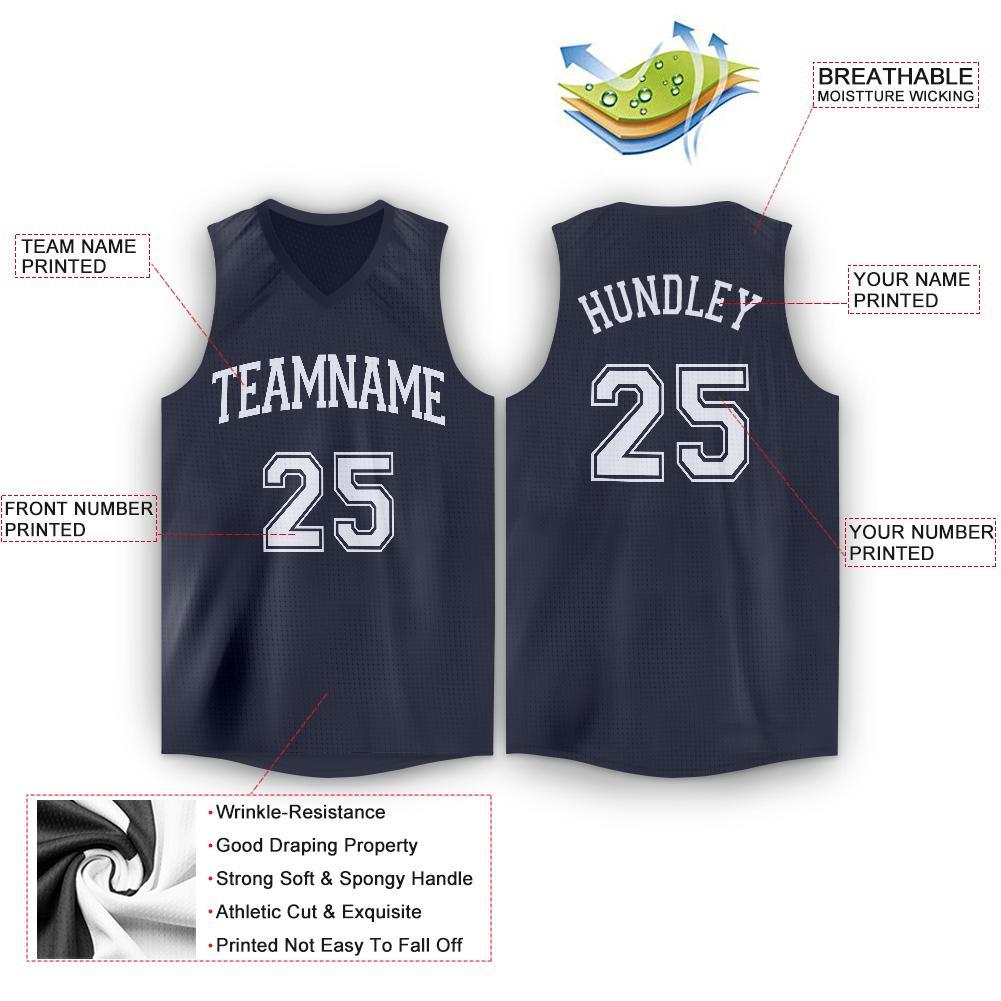 Custom Navy White V-Neck Basketball Jersey Limited