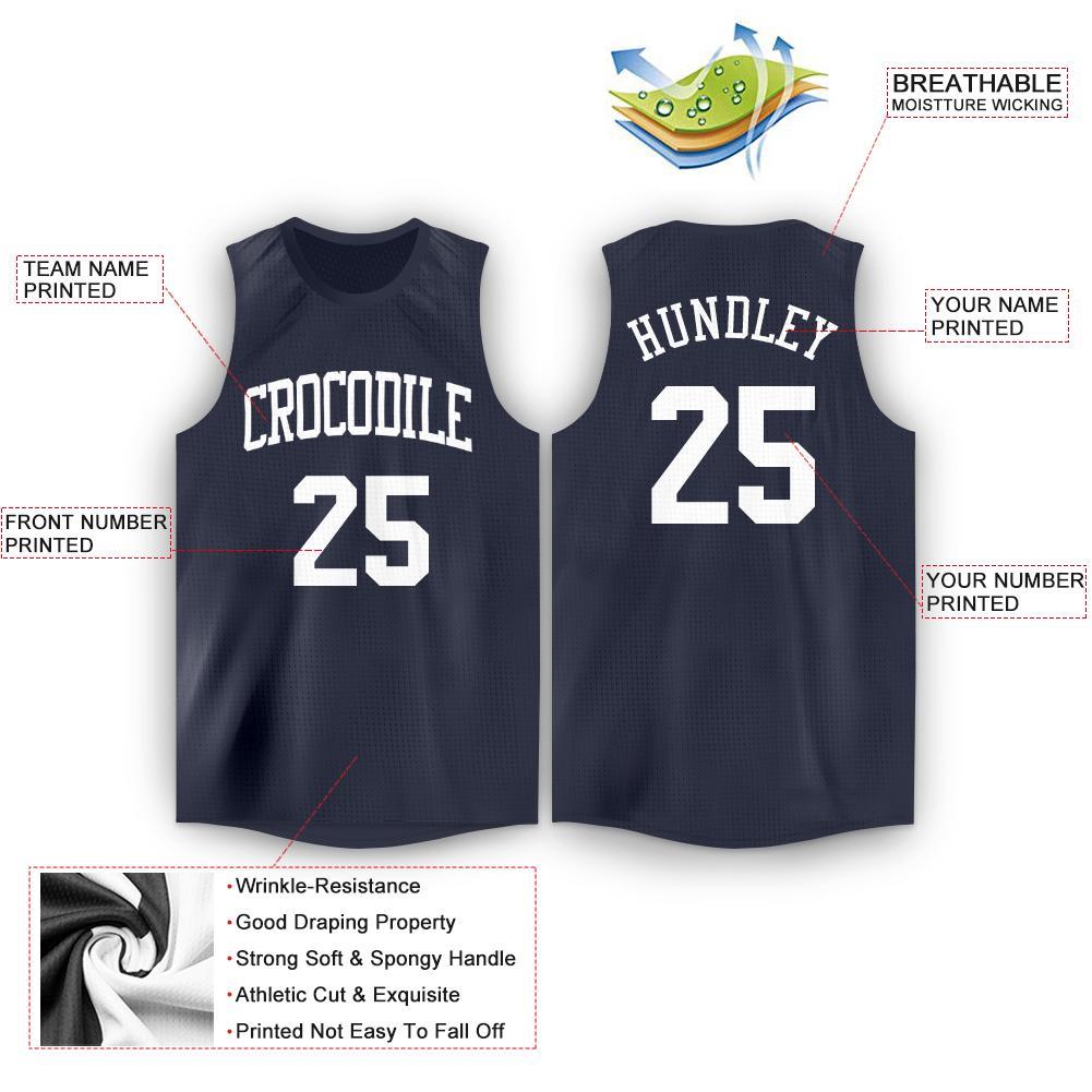 Custom Navy White Round Neck Basketball Jersey Limited