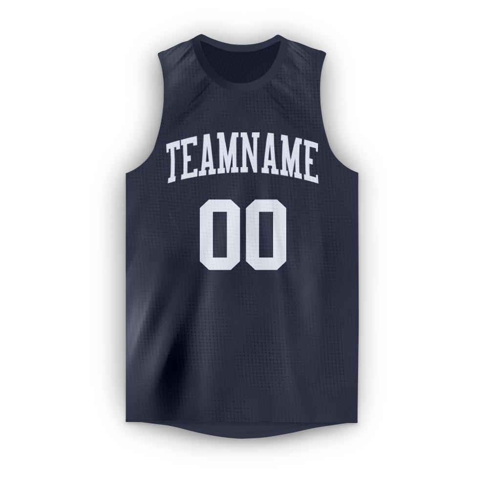 Custom Navy White Round Neck Basketball Jersey Limited