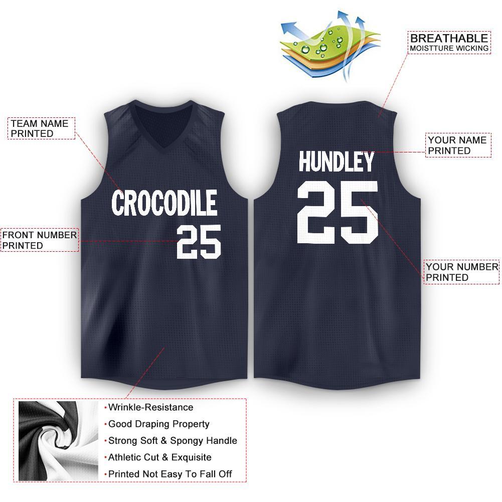 Custom Navy White V-Neck Basketball Jersey Limited
