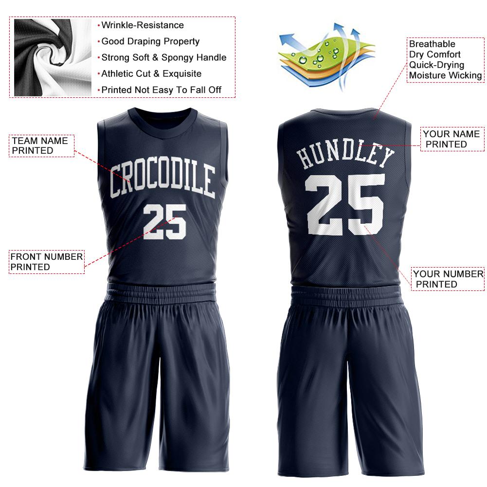 Custom Navy White Classic Sets Basketball Jersey Limited