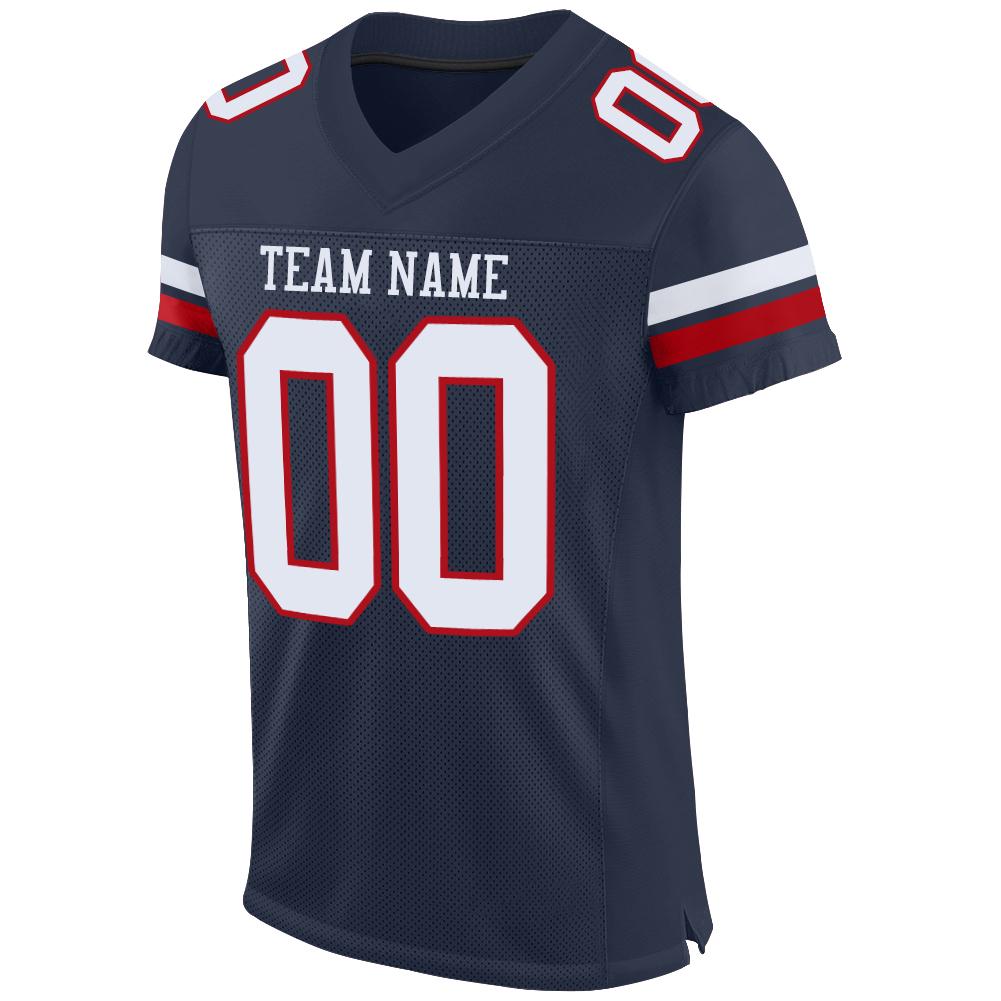 Custom Navy White-Red Mesh Authentic Football Jersey Limited