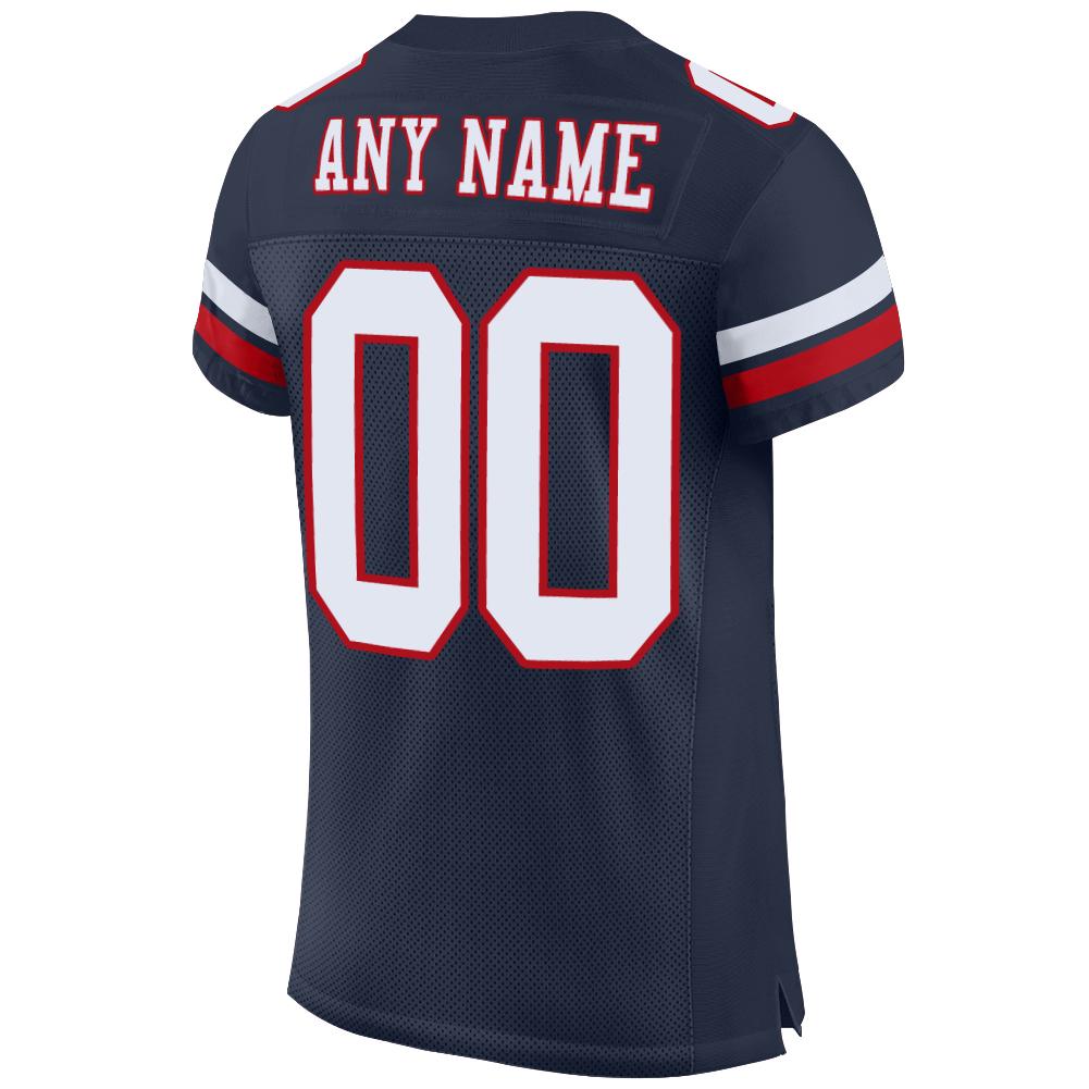 Custom Navy White-Red Mesh Authentic Football Jersey Limited