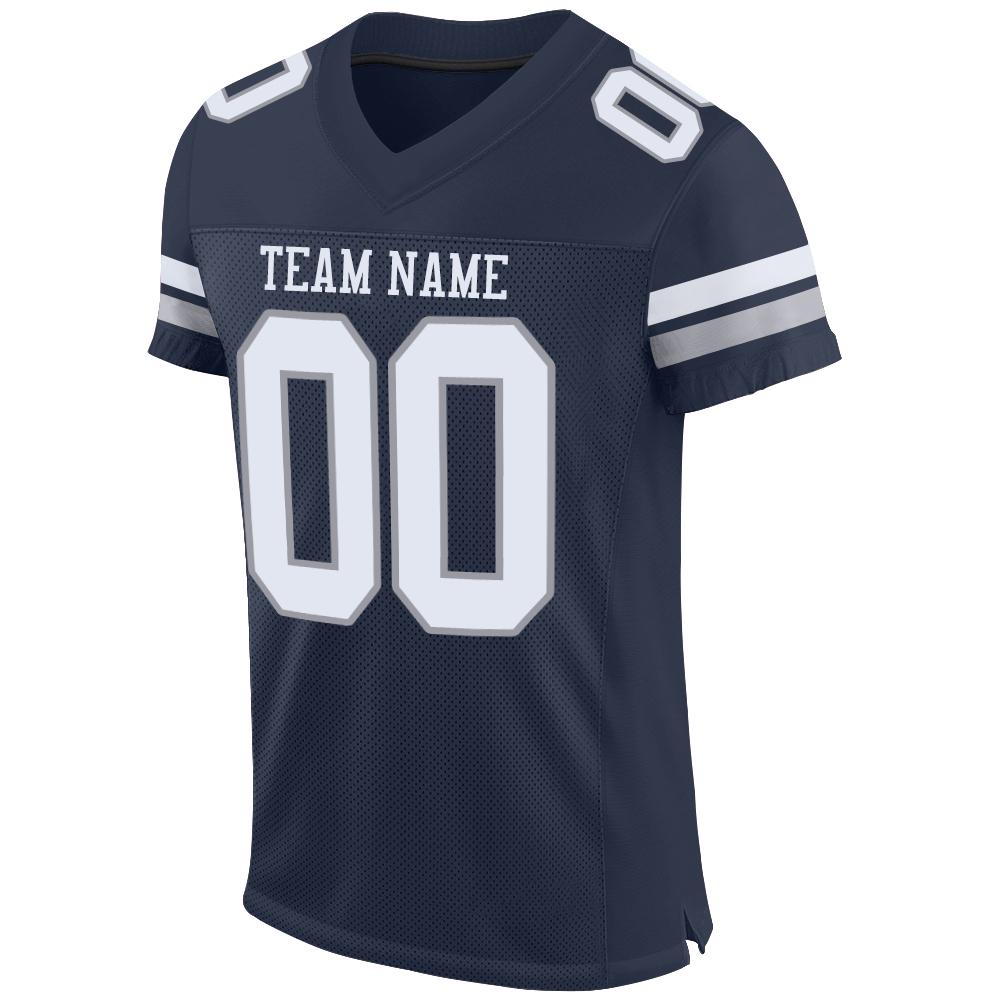 Custom Navy White-Light Gray Mesh Authentic Football Jersey Limited