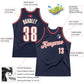 Custom Navy White-Orange Authentic Throwback Basketball Jersey Limited