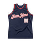 Custom Navy White-Orange Authentic Throwback Basketball Jersey Limited