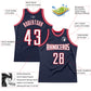 Custom Navy White-Red Authentic Throwback Basketball Jersey Limited