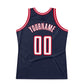 Custom Navy White-Red Authentic Throwback Basketball Jersey Limited